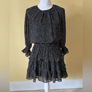 Mustard Seed Black and White Polka Dot Ruffled Mini Dress